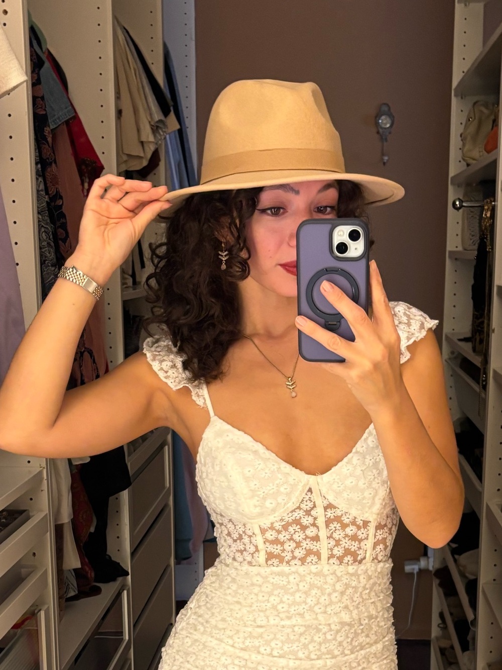 Tan suede fedora Hat